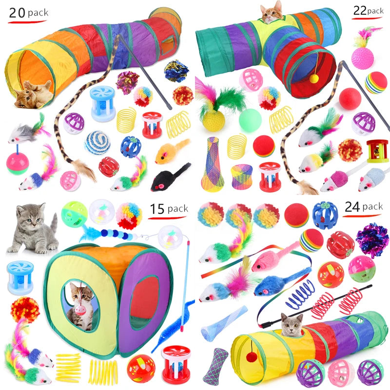 Túnel Rainbow para Gatos — Set Completo Juguetes
